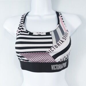 Victorias Secret The Player Racerback Sports Bra Unlined Wireless Stripes Small